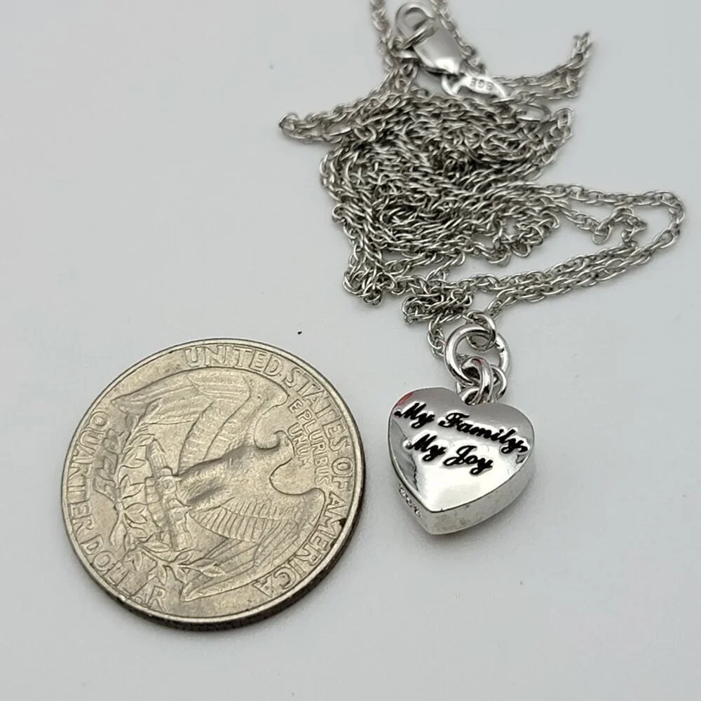 BGE Gold And Silver Plated Diamond Heart Necklace Love/My Family My Joy 24 Inch